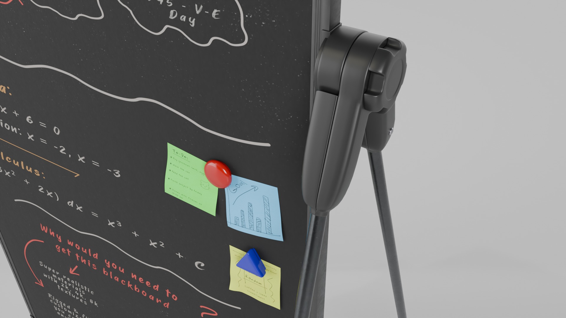 Professional U Stand Blackboard Trio-Customizable Writing Boards 3D Model Collection_10