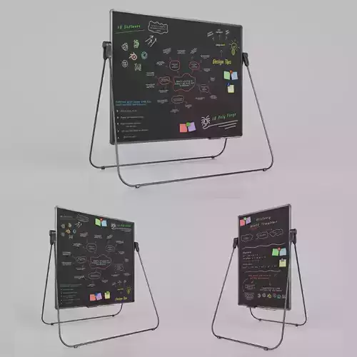 Professional U Stand Blackboard Trio-Customizable Writing Boards 3D Model Collection