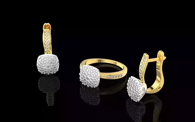 ring and earrings 3D print model