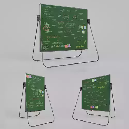 Professional U Stand Greenboard Trio-Customizable Writing Boards 3D Model Collection