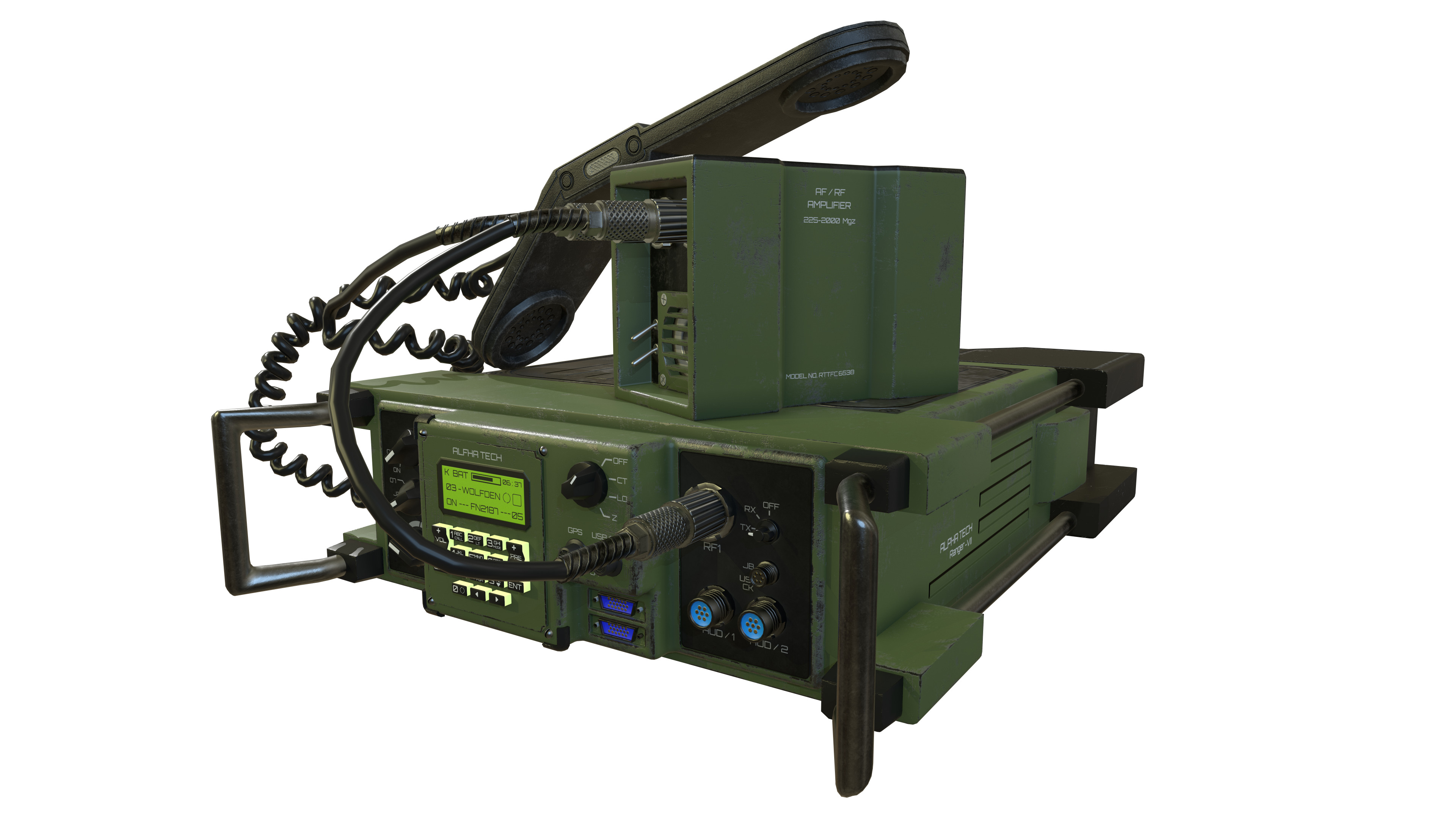 Military Radio unit Low-poly 3D model_6