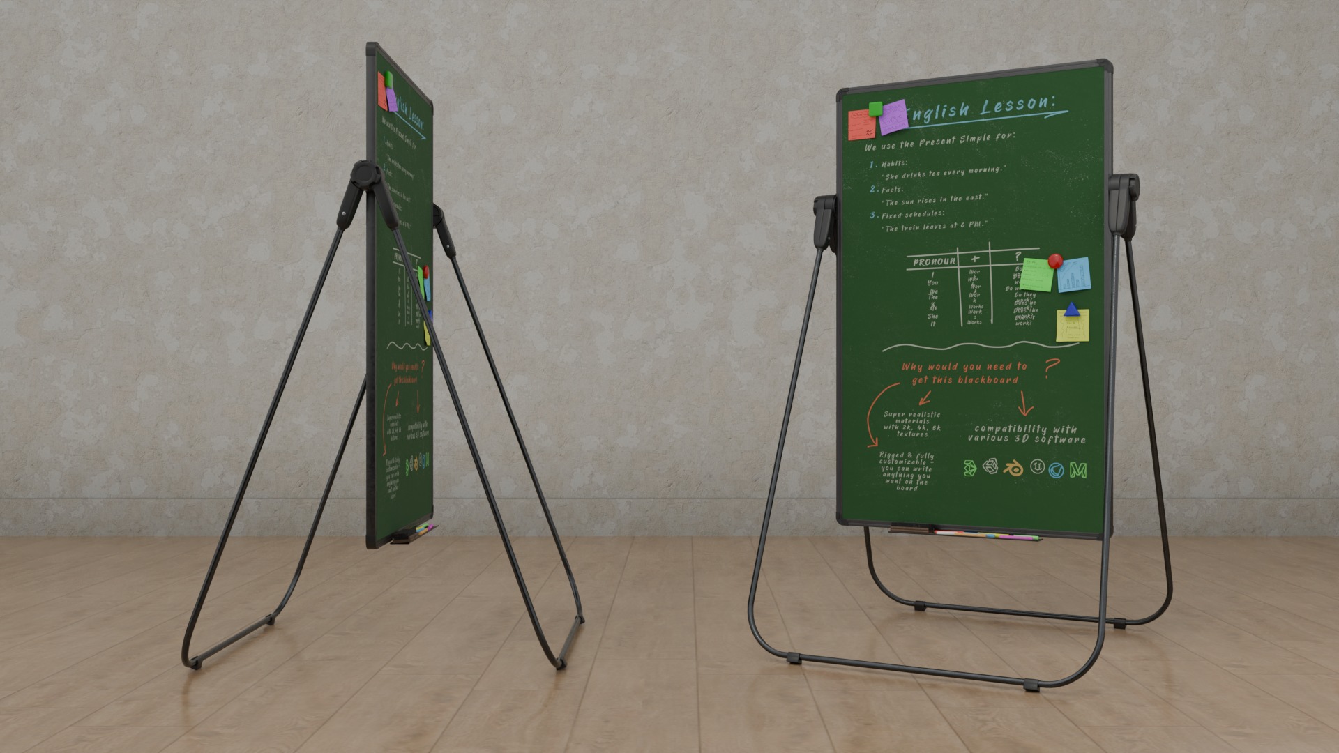 Professional U Stand Tall Writing Boards - Customizable Trio Set 3D Model Collection_23