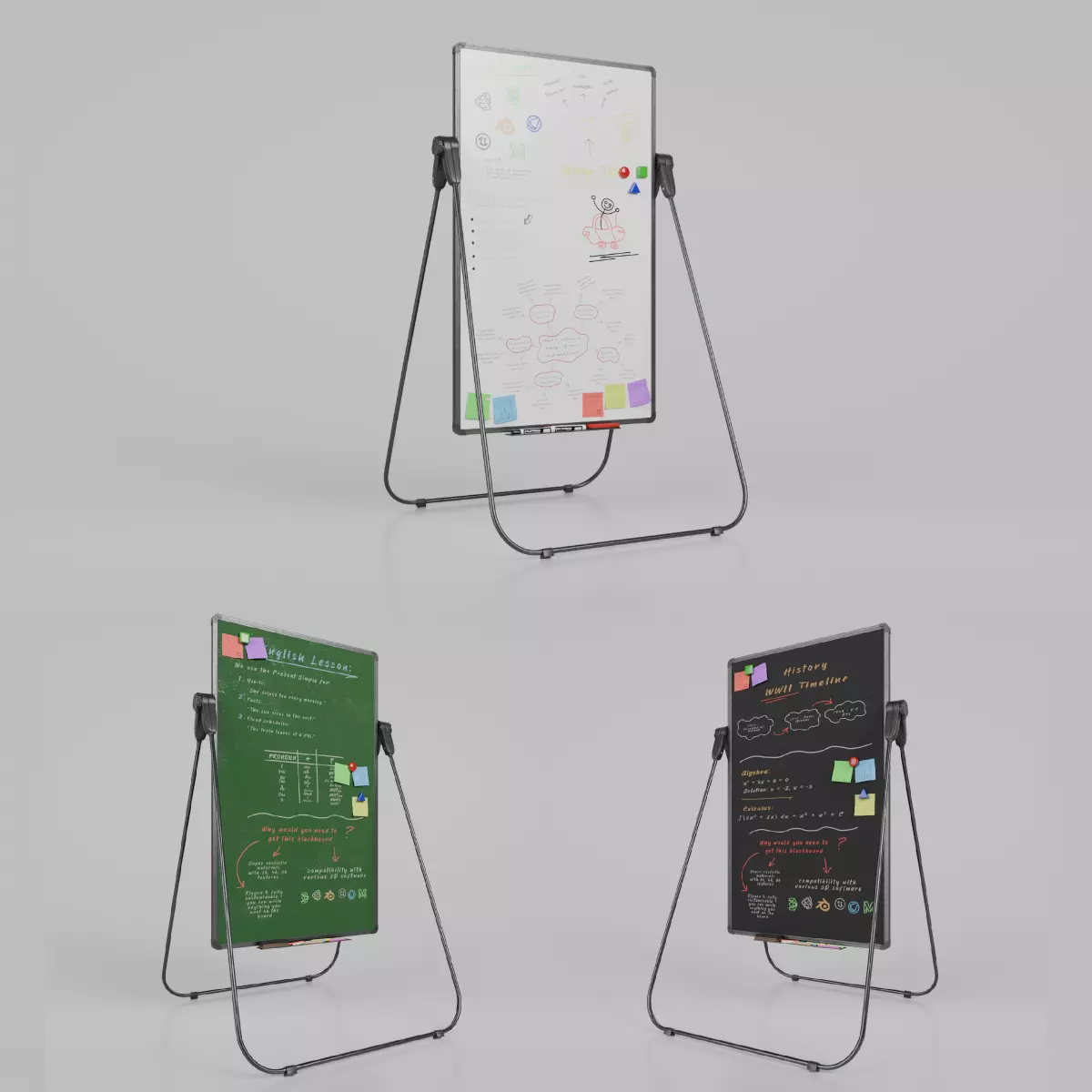 Professional U Stand Tall Writing Boards - Customizable Trio Set 3D Model Collection_0