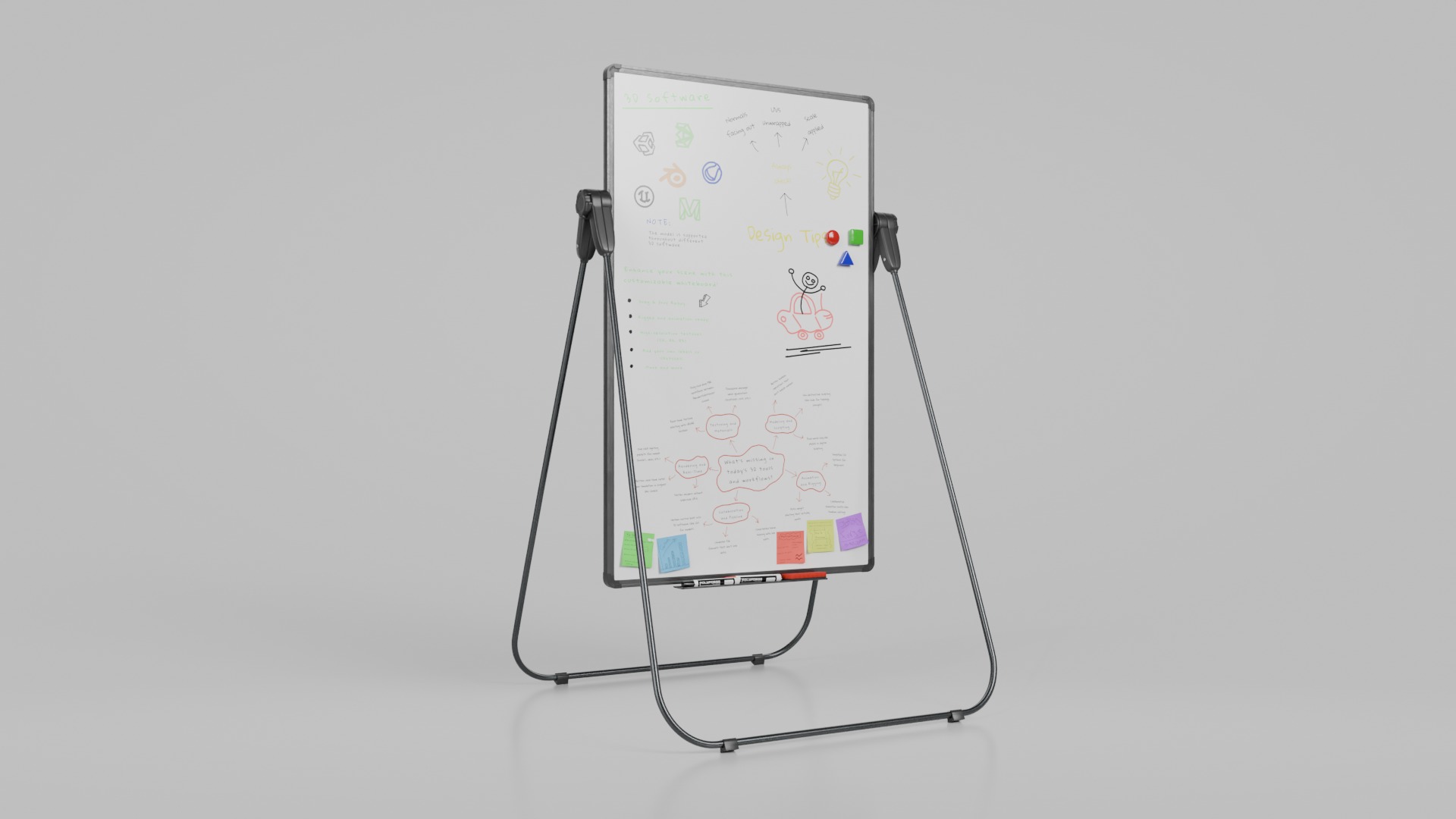 Professional U Stand Tall Writing Boards - Customizable Trio Set 3D Model Collection_13