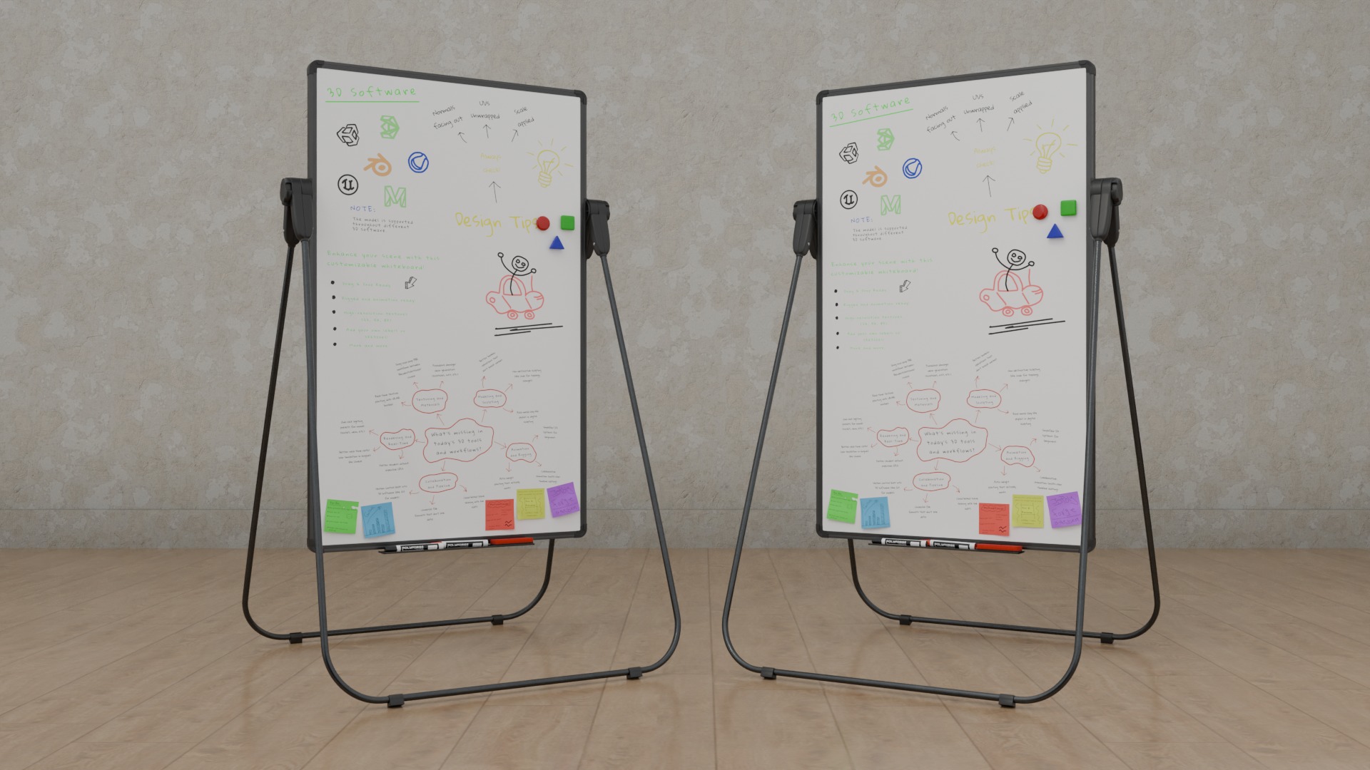Professional U Stand Tall Writing Boards - Customizable Trio Set 3D Model Collection_15