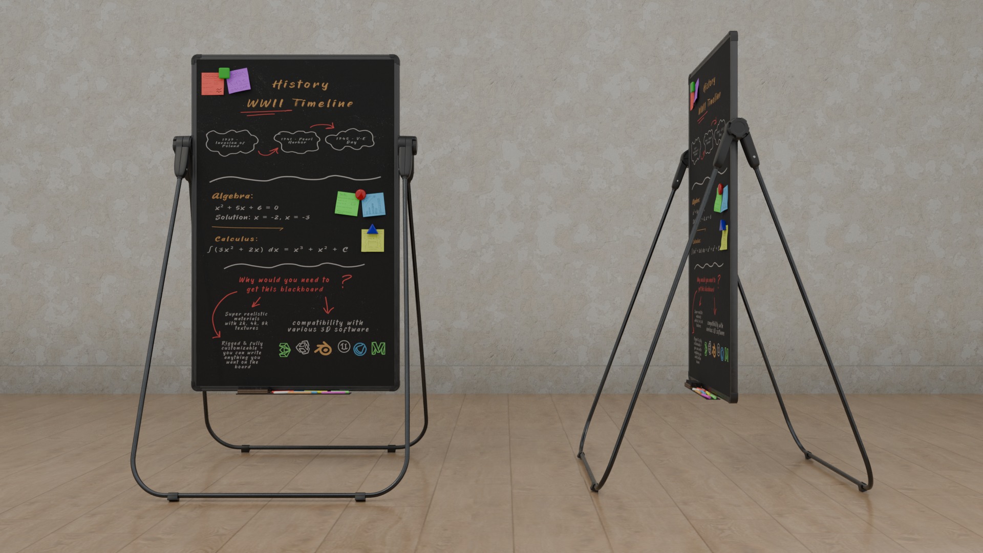 Professional U Stand Tall Writing Boards - Customizable Trio Set 3D Model Collection_8