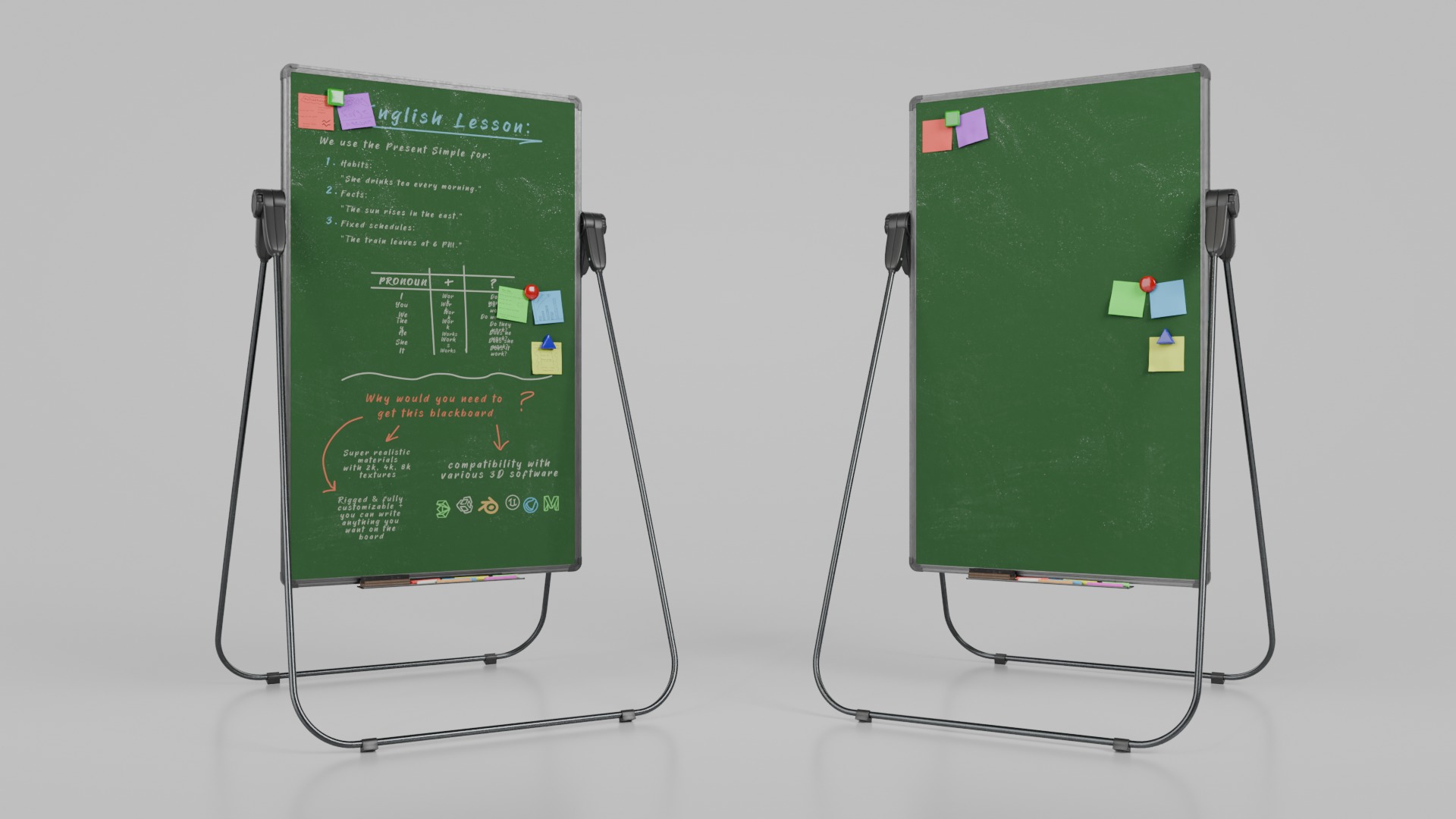 Professional U Stand Tall Writing Boards - Customizable Trio Set 3D Model Collection_24