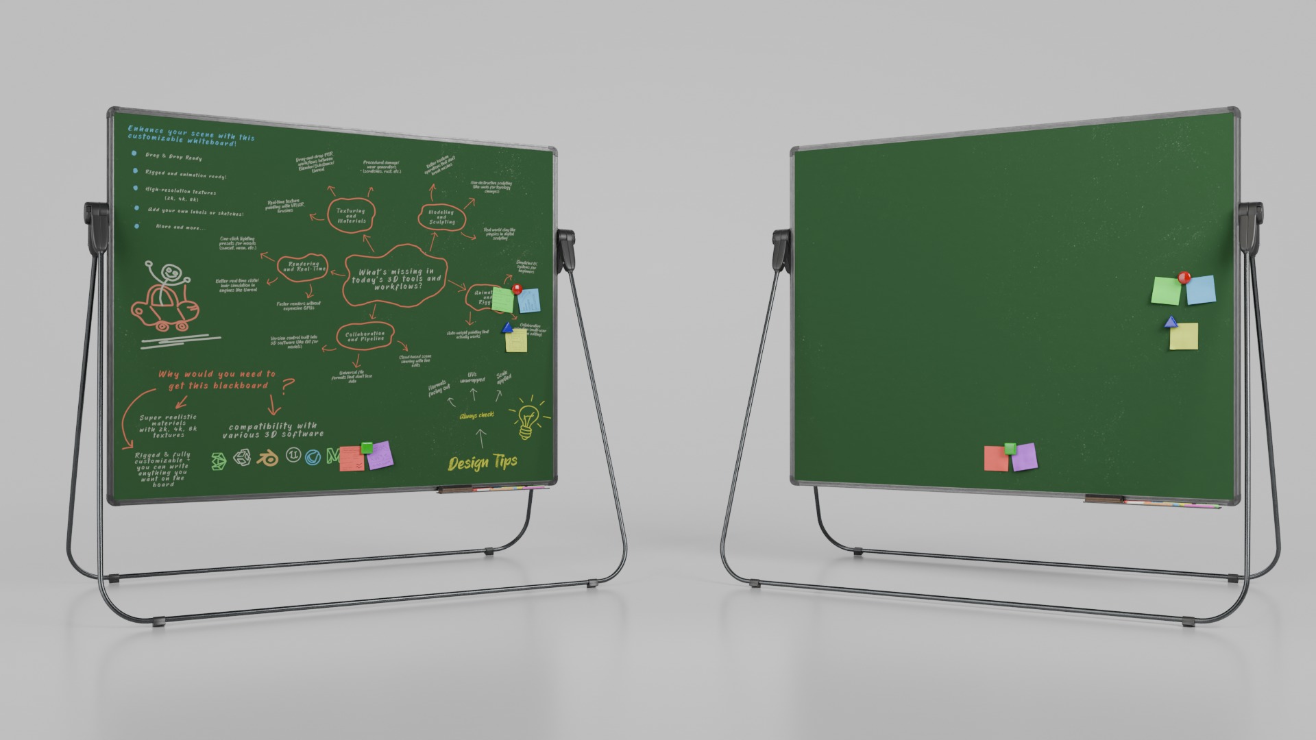 Customizable Professional U Stand Rectangular Writing Boards 3D Model Collection_24