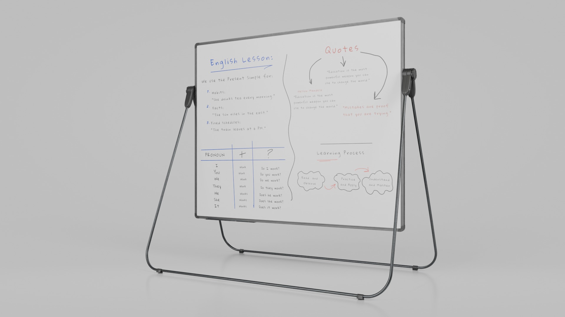 Customizable Professional U Stand Rectangular Writing Boards 3D Model Collection_15