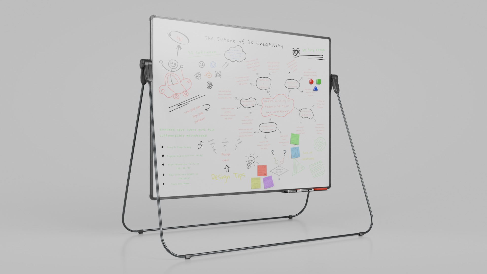 Office Essentials Set - Customizable U Stand Writing Boards 3D Model Collection_29
