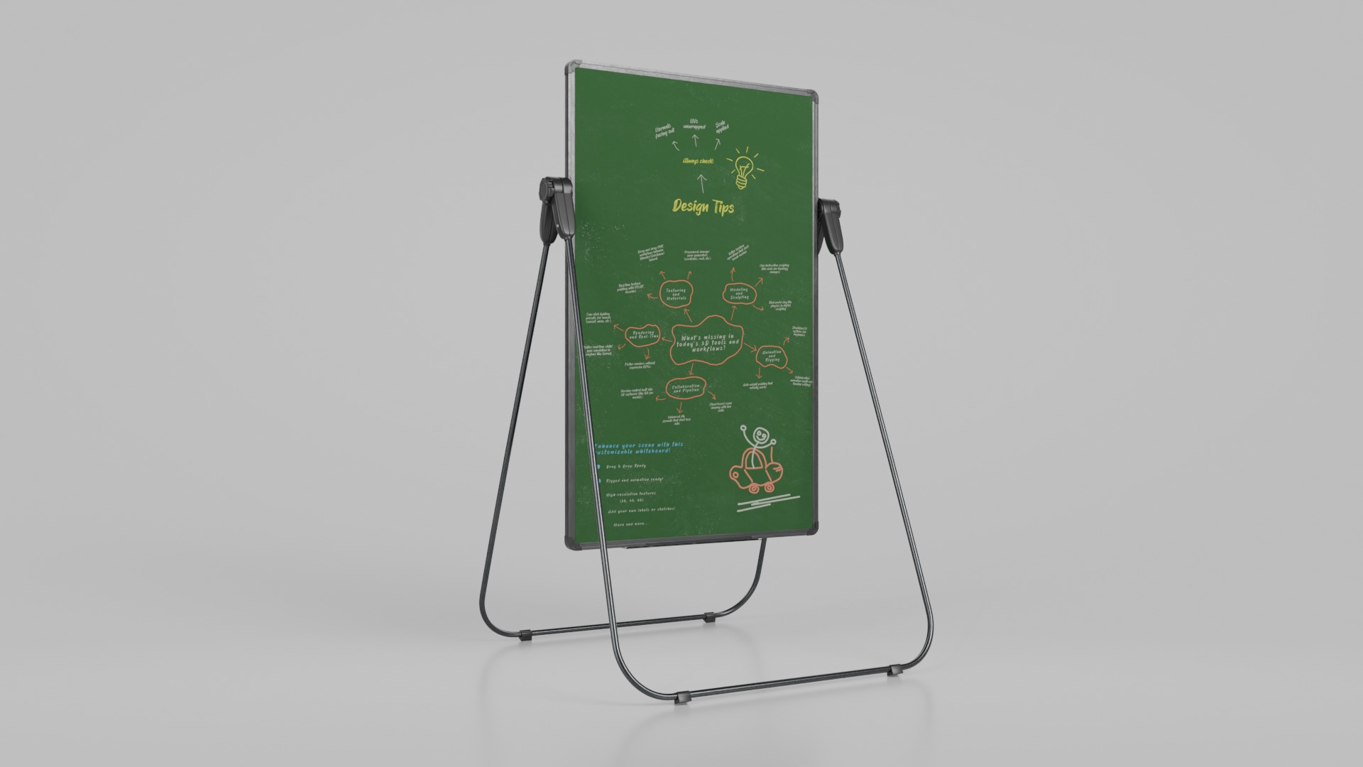 Office Essentials Set - Customizable U Stand Writing Boards 3D Model Collection_7