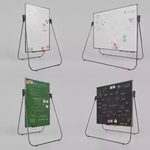 Office Essentials Set - Customizable U Stand Writing Boards 3D Model Collection