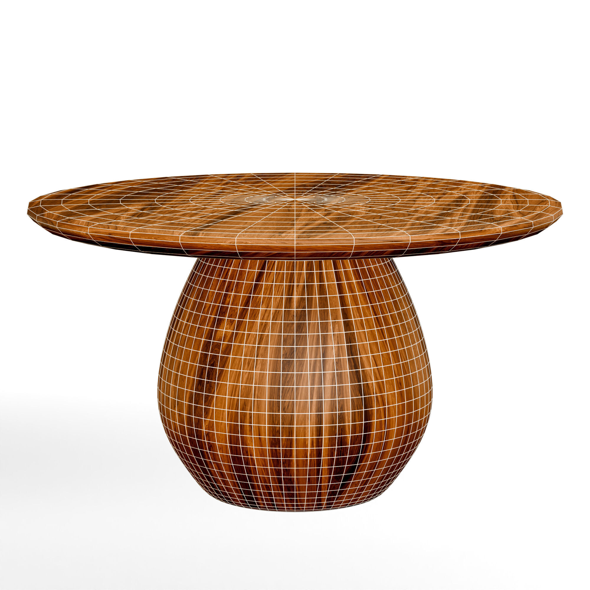 Round Wooden Coffee Table  Free low-poly 3D model_9
