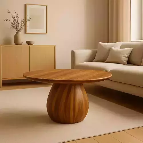 Round Wooden Coffee Table 