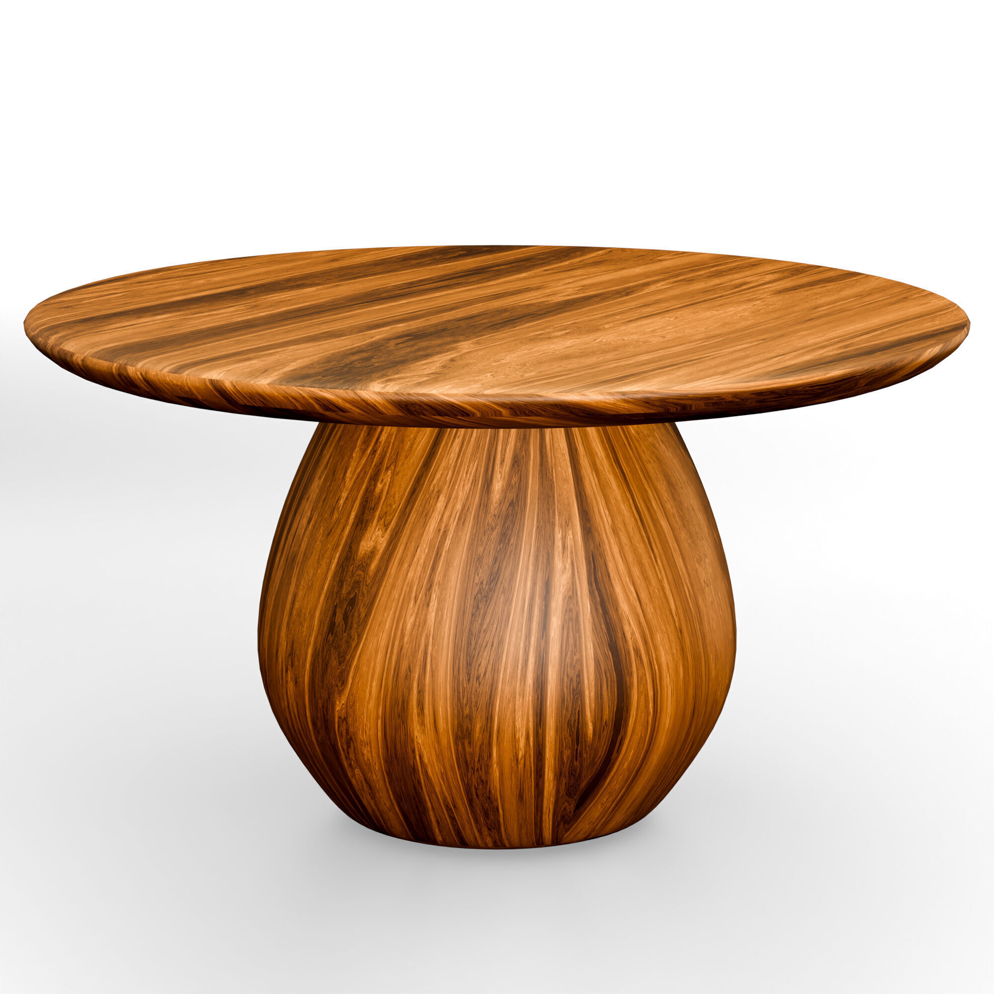 Round Wooden Coffee Table  Free low-poly 3D model_1