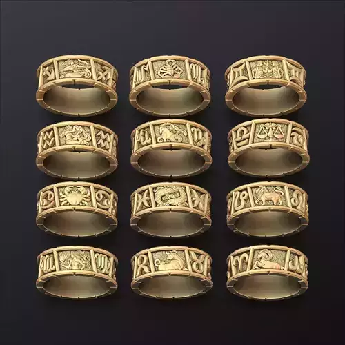 Zodiac Horoscope Rings v2 Set Pack Collection 