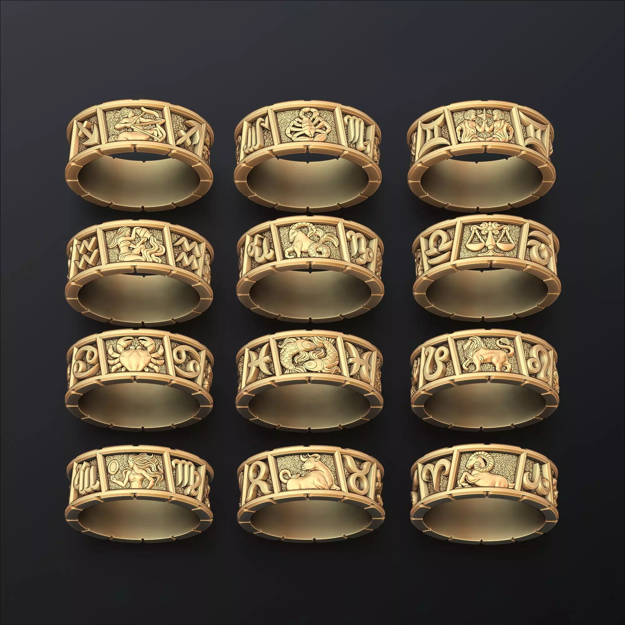 Zodiac Horoscope Rings v2 Set Pack Collection