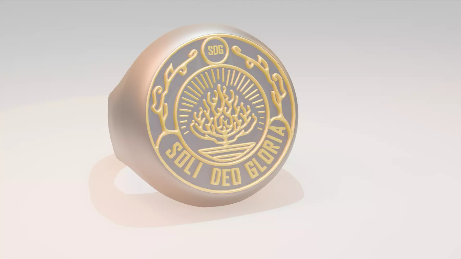 Soli Deo Gloria Christian Ring multible sizes 3D print model_0