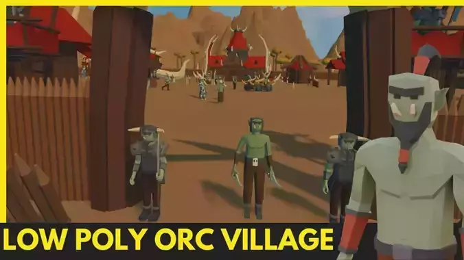 LOW POLY Fantasy ORC Village Low-poly 3D model