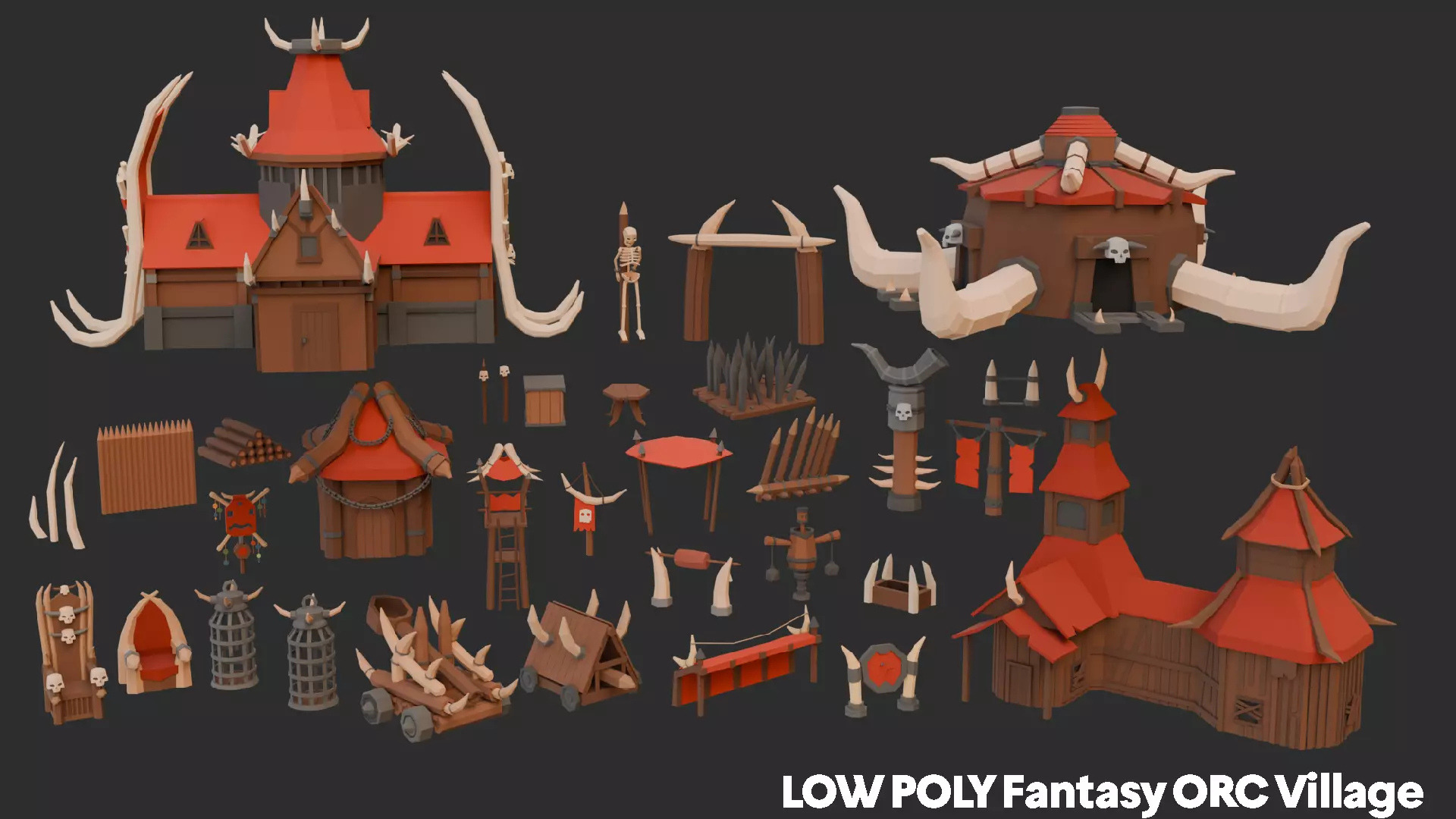 LOW POLY Fantasy ORC Village Low-poly 3D model_11