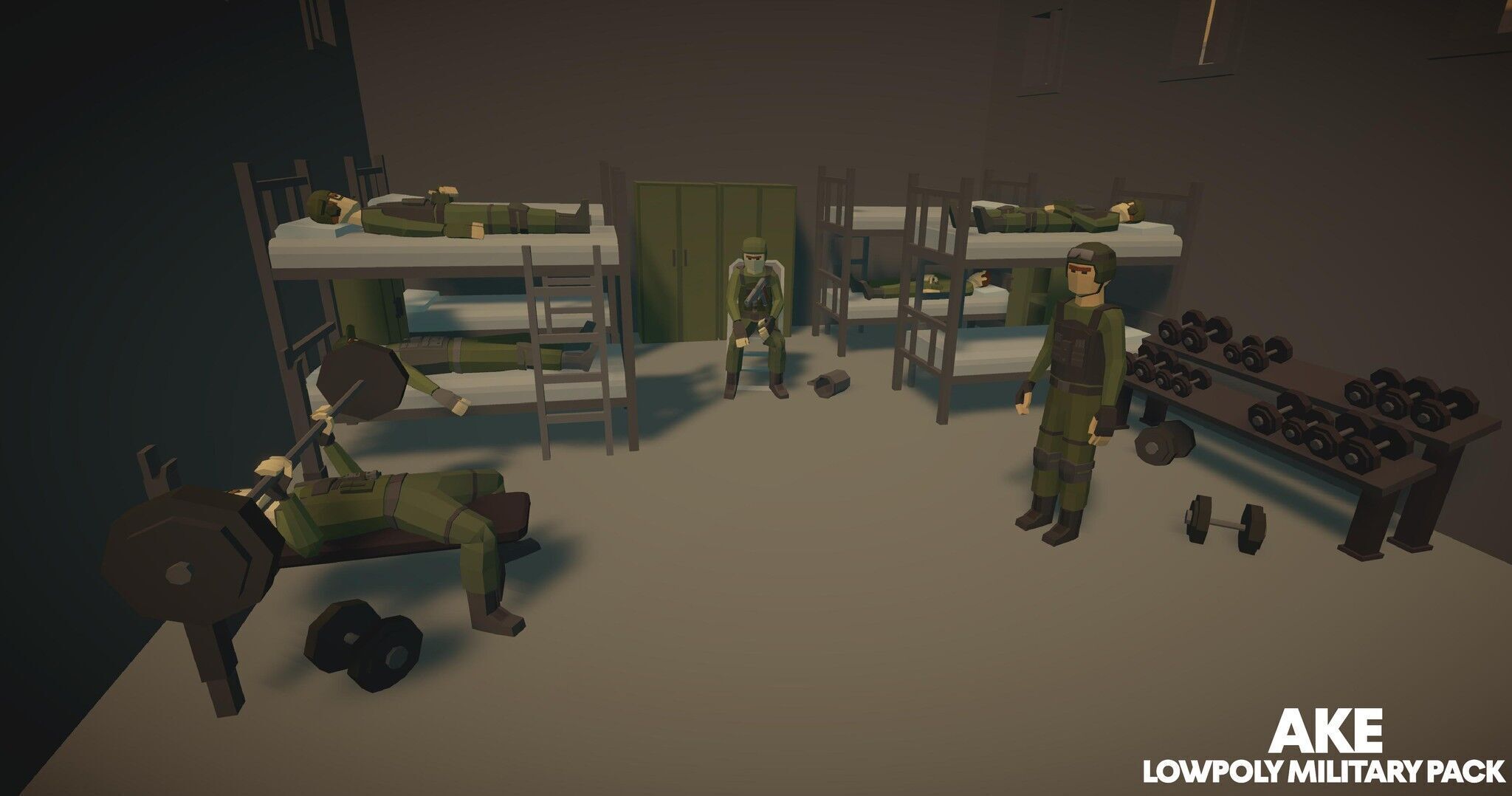 Low Poly Military Pack Low-poly 3D model_11