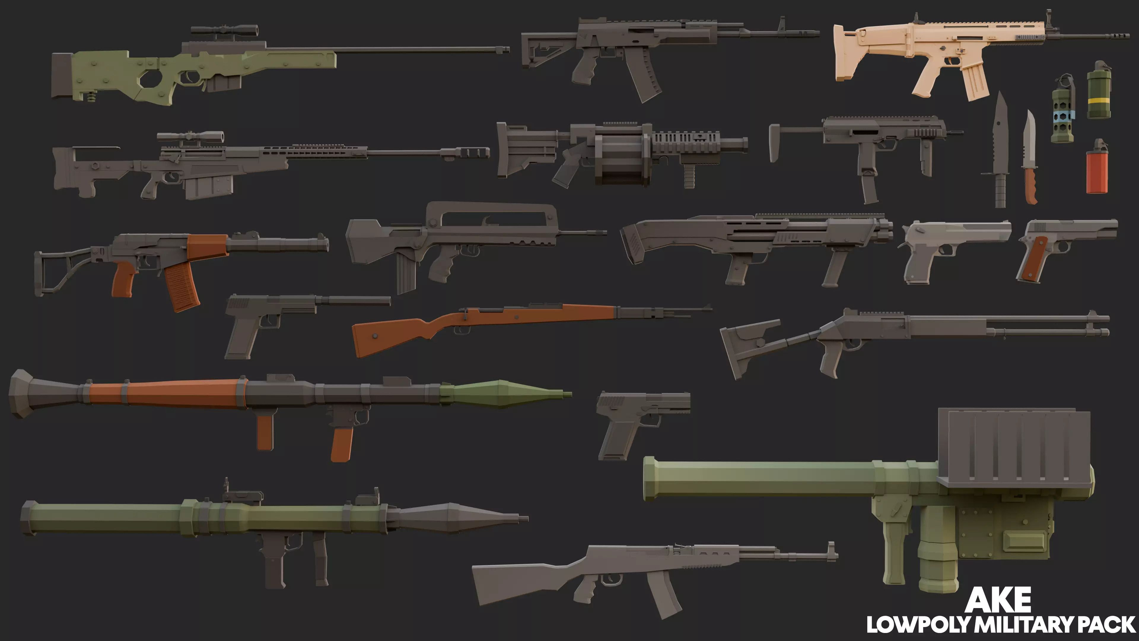 Low Poly Military Pack Low-poly 3D model_19