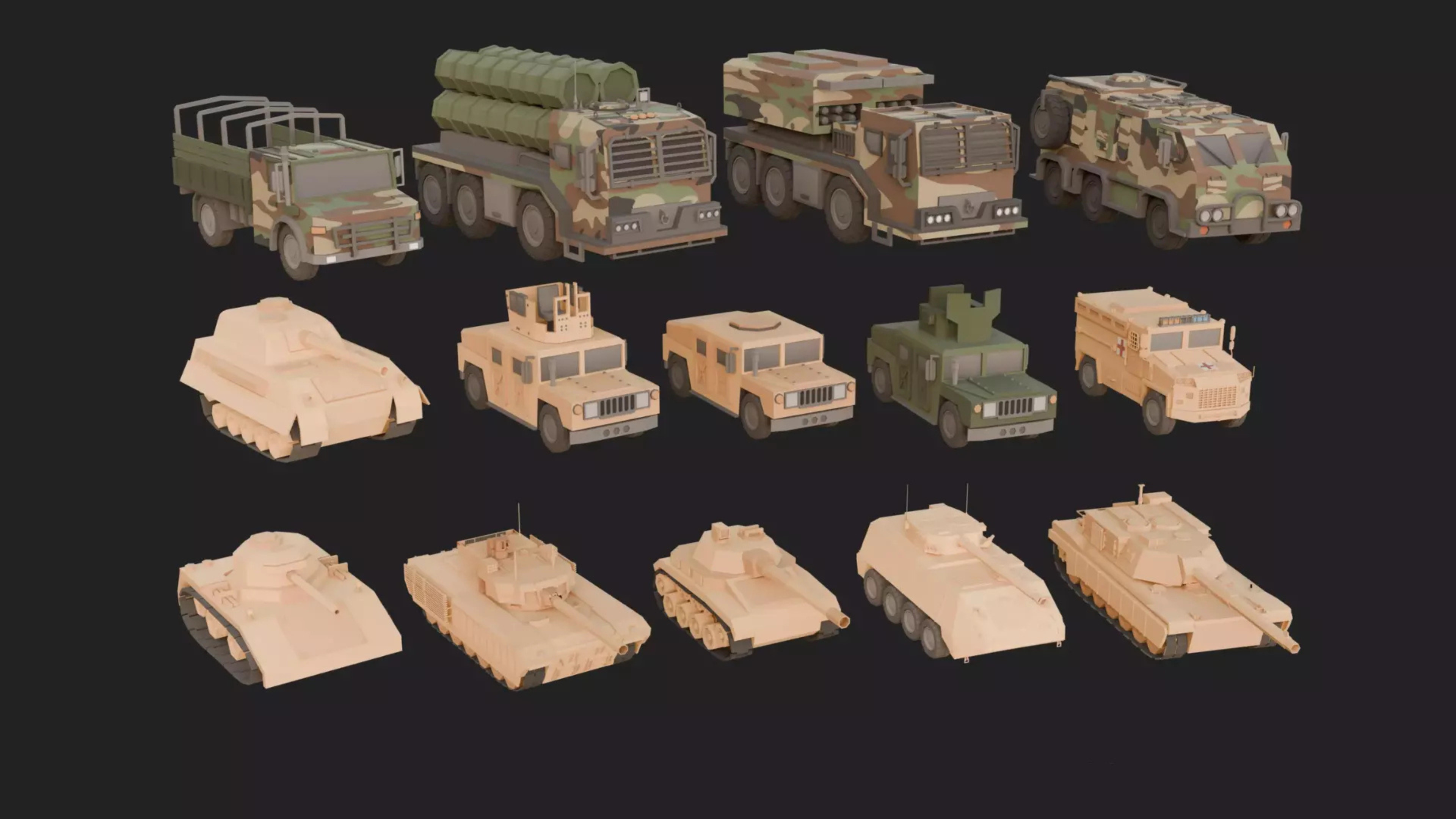 Low Poly Military Pack Low-poly 3D model_17
