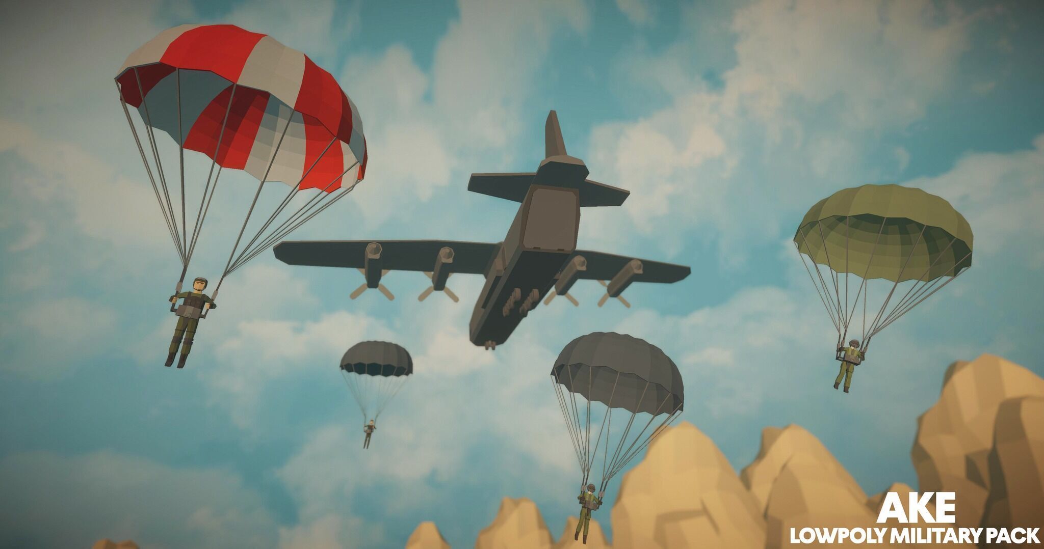 Low Poly Military Pack Low-poly 3D model_3