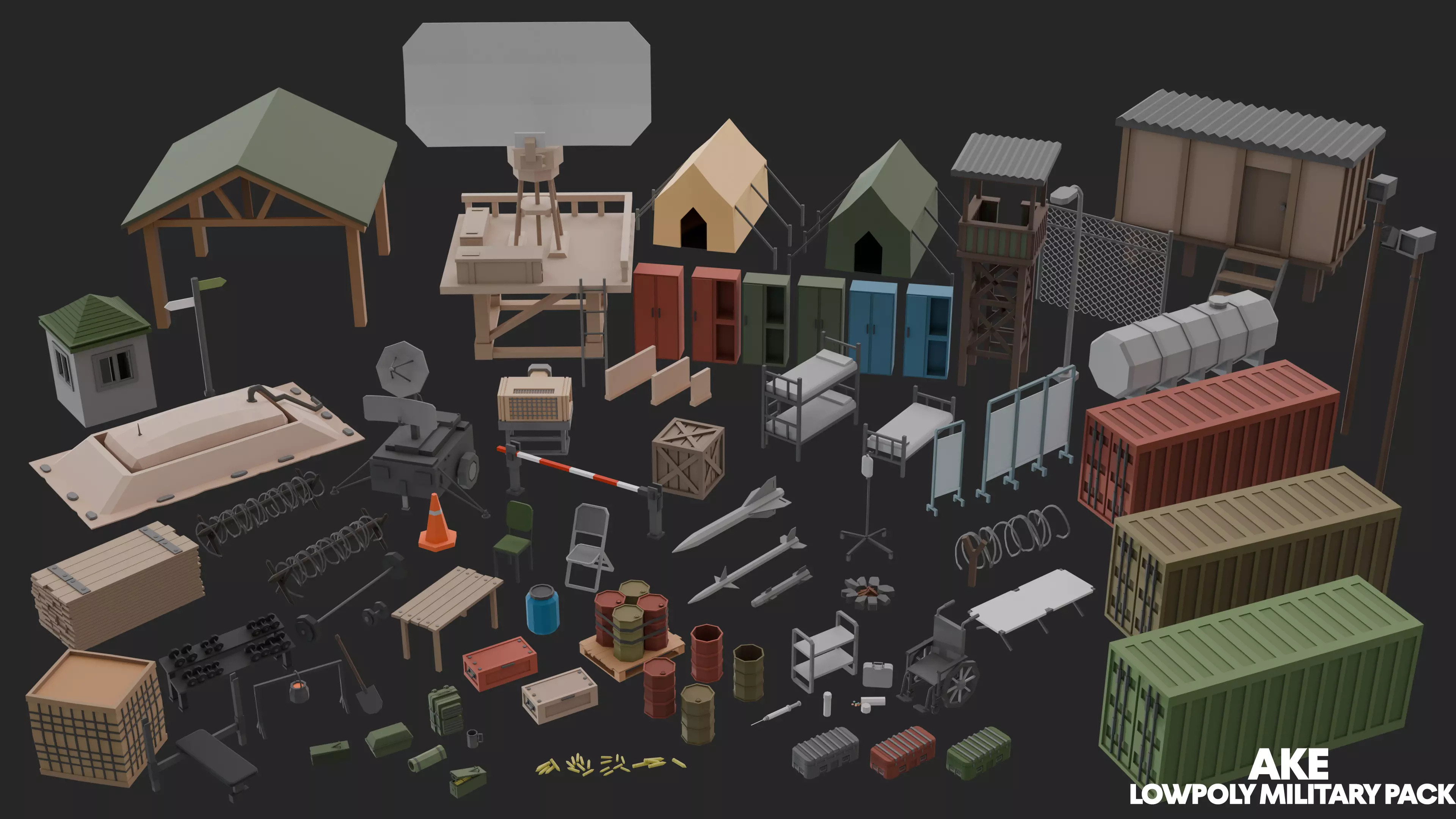 Low Poly Military Pack Low-poly 3D model_20