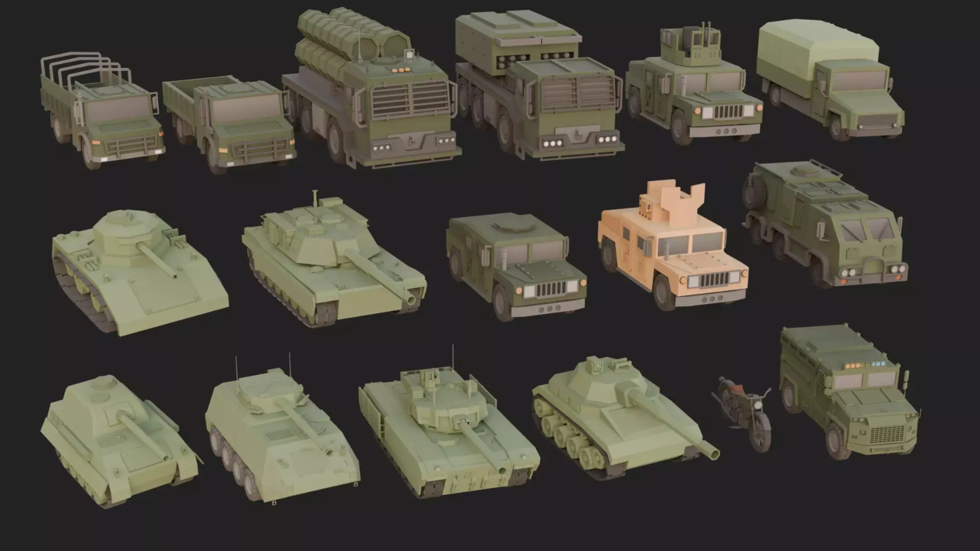 Low Poly Military Pack Low-poly 3D model_16