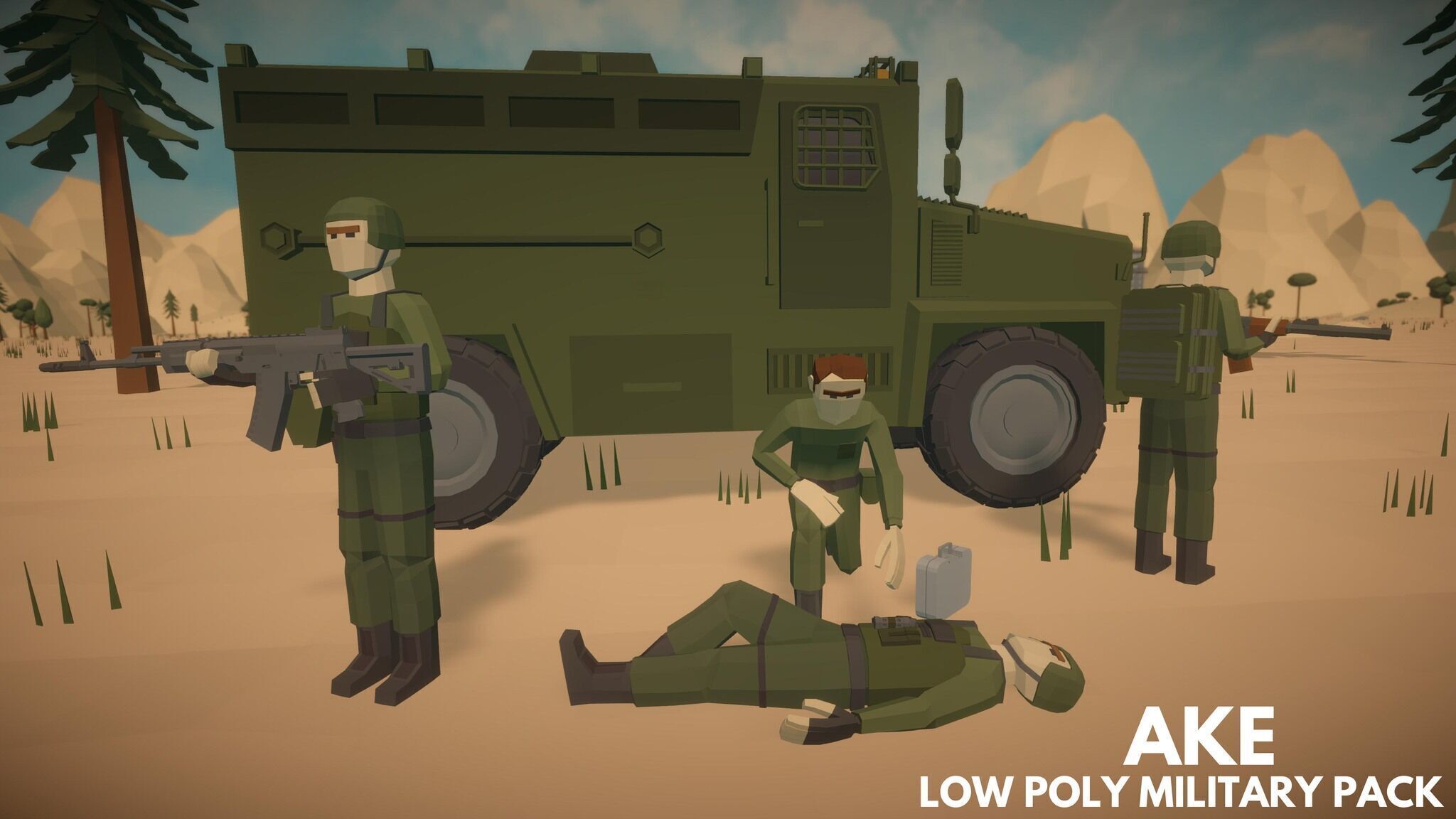 Low Poly Military Pack Low-poly 3D model_6