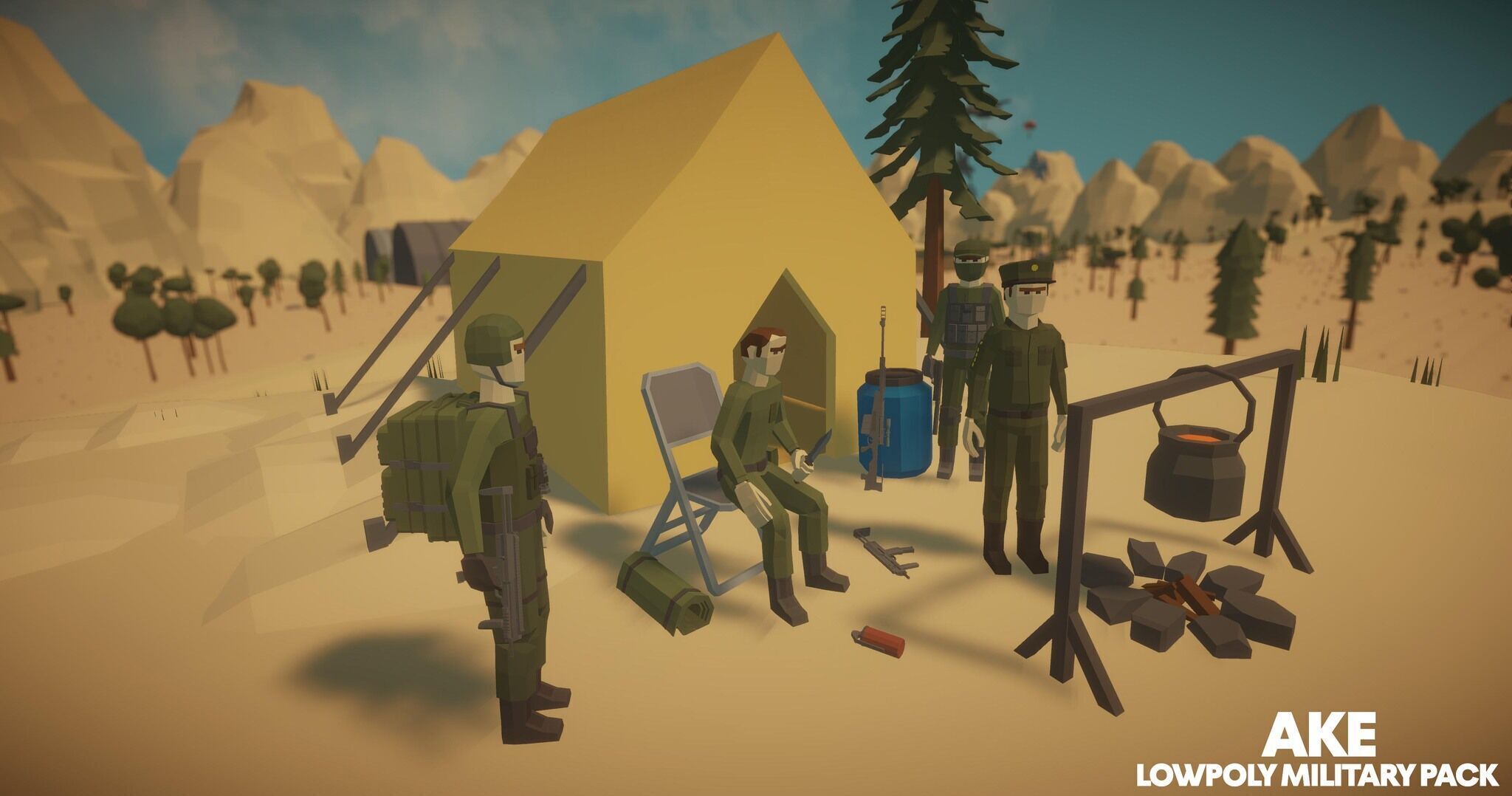 Low Poly Military Pack Low-poly 3D model_4