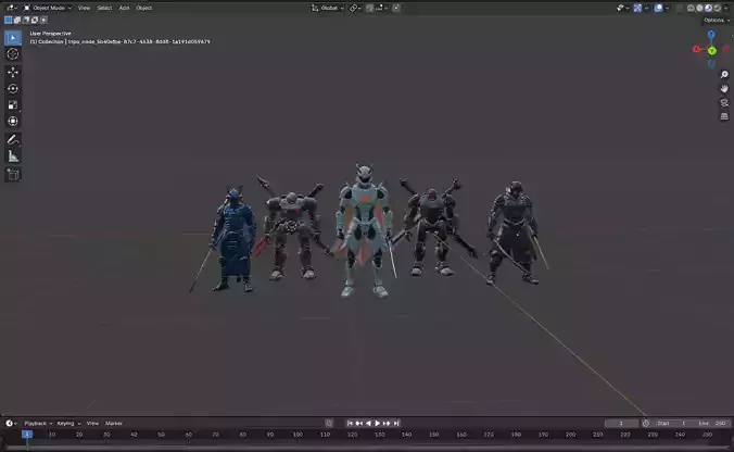 Futuristic Mecha Warriors Lineup Blender 3D Render