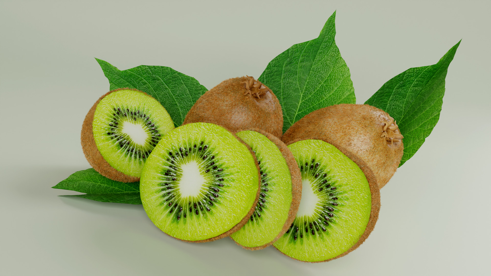 Realistic Kiwi Fruit Low-poly 3D model_5