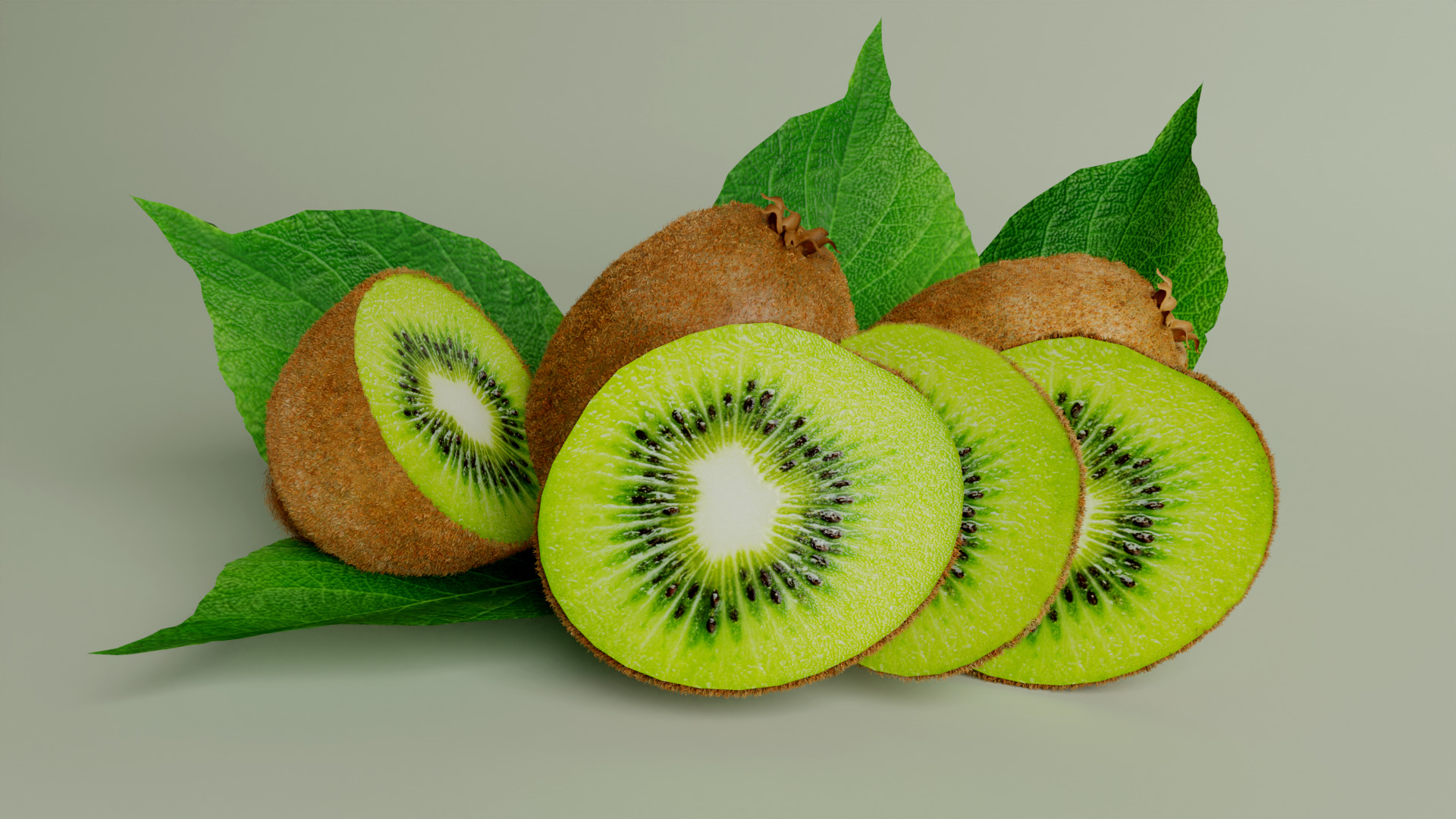 Realistic Kiwi Fruit Low-poly 3D model_2