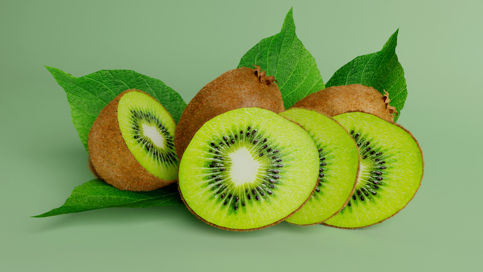 Realistic Kiwi Fruit Low-poly 3D model_1