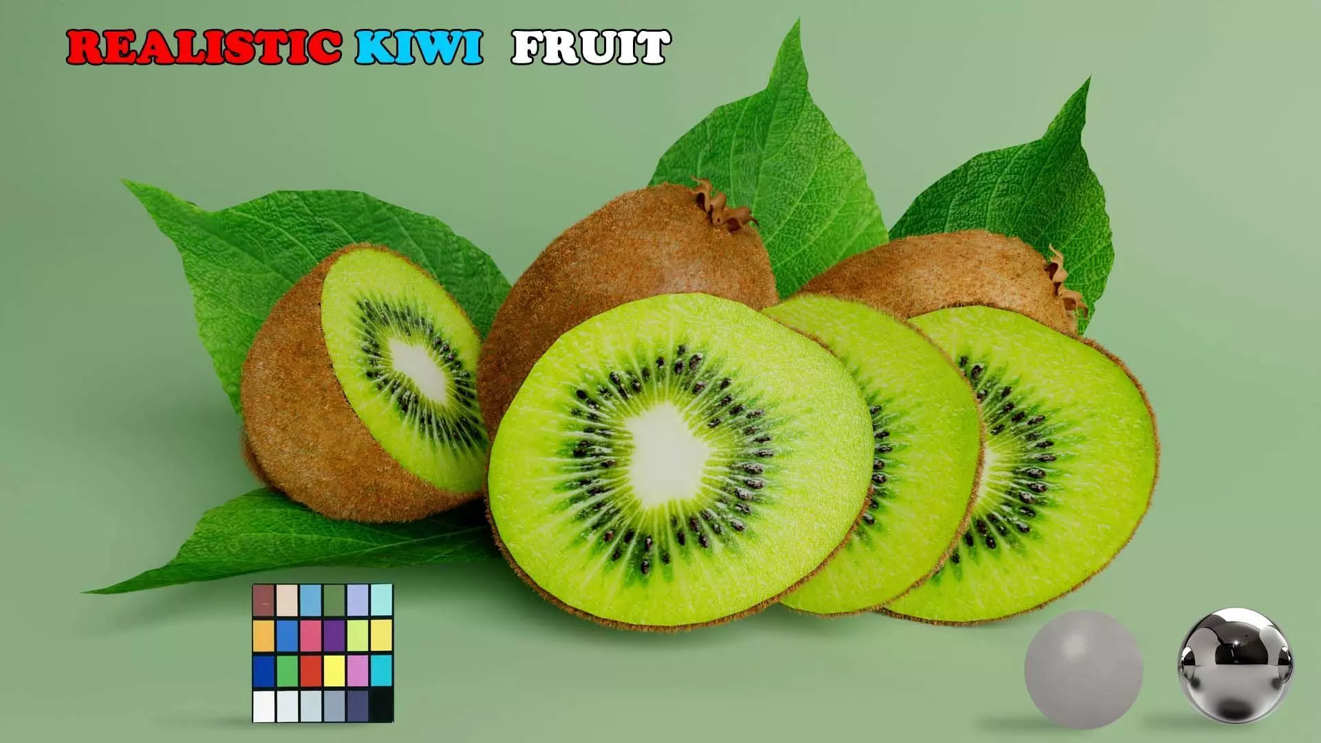 Realistic Kiwi Fruit Low-poly 3D model_0