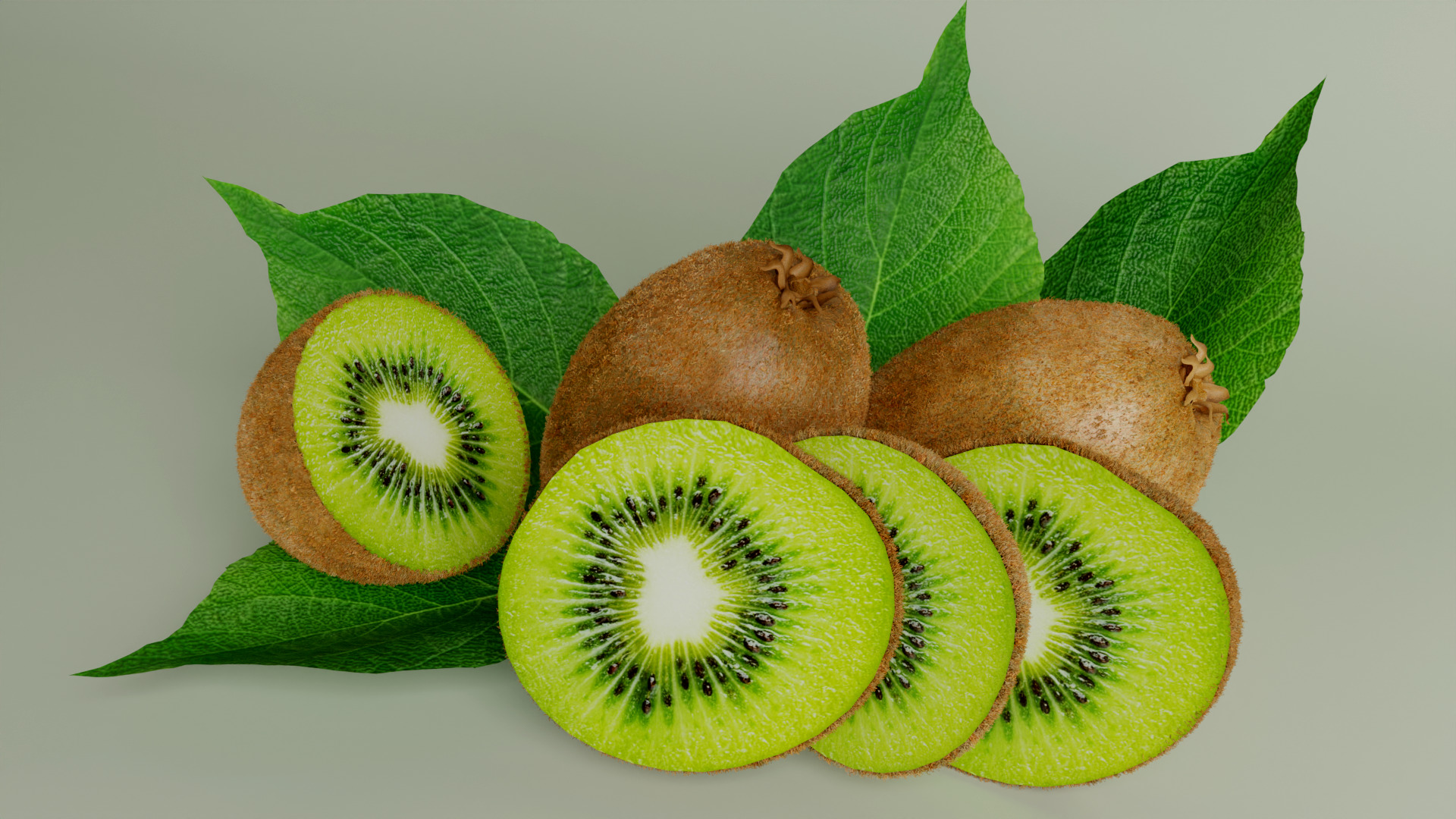Realistic Kiwi Fruit Low-poly 3D model_4