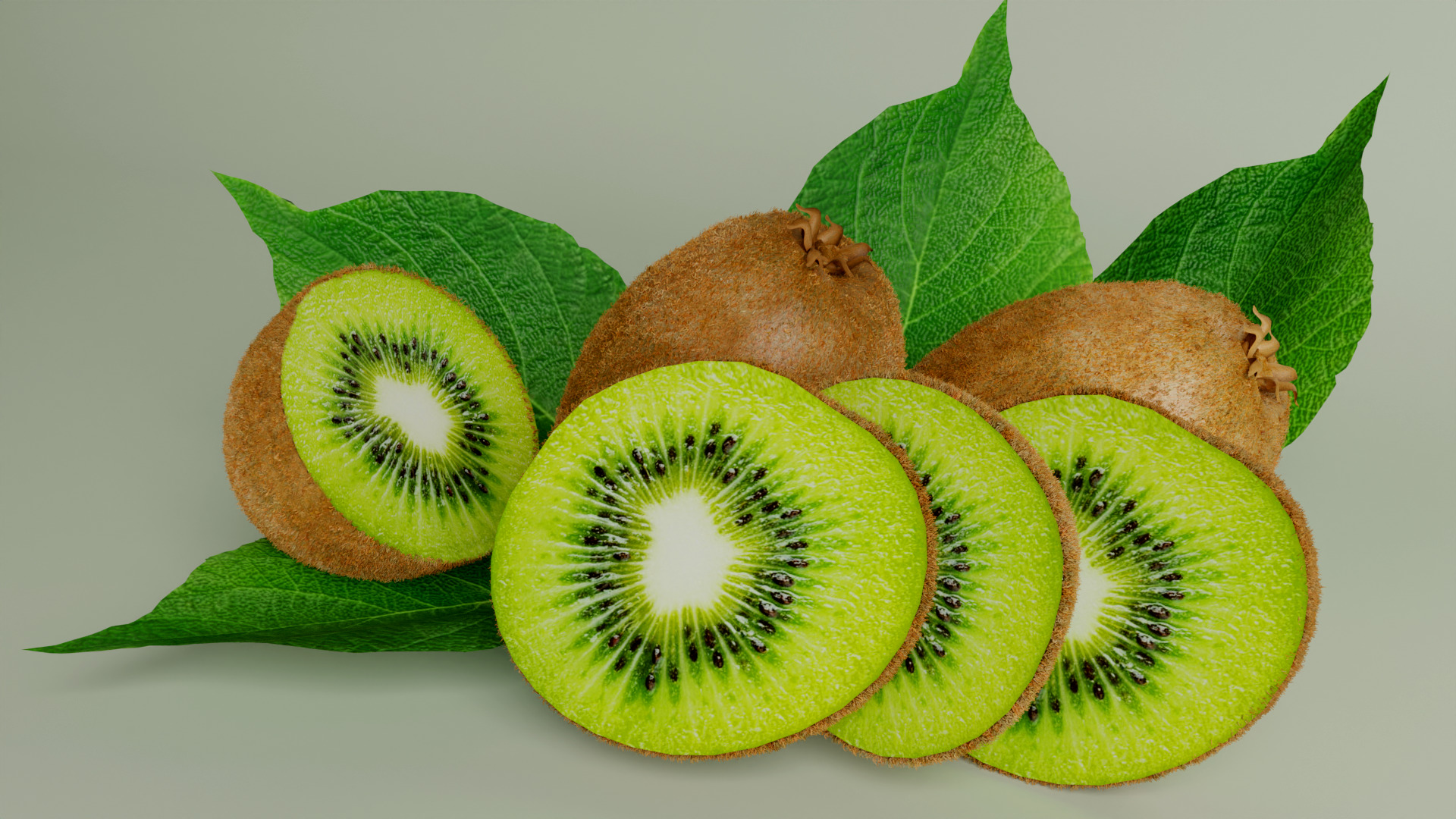 Realistic Kiwi Fruit Low-poly 3D model_3