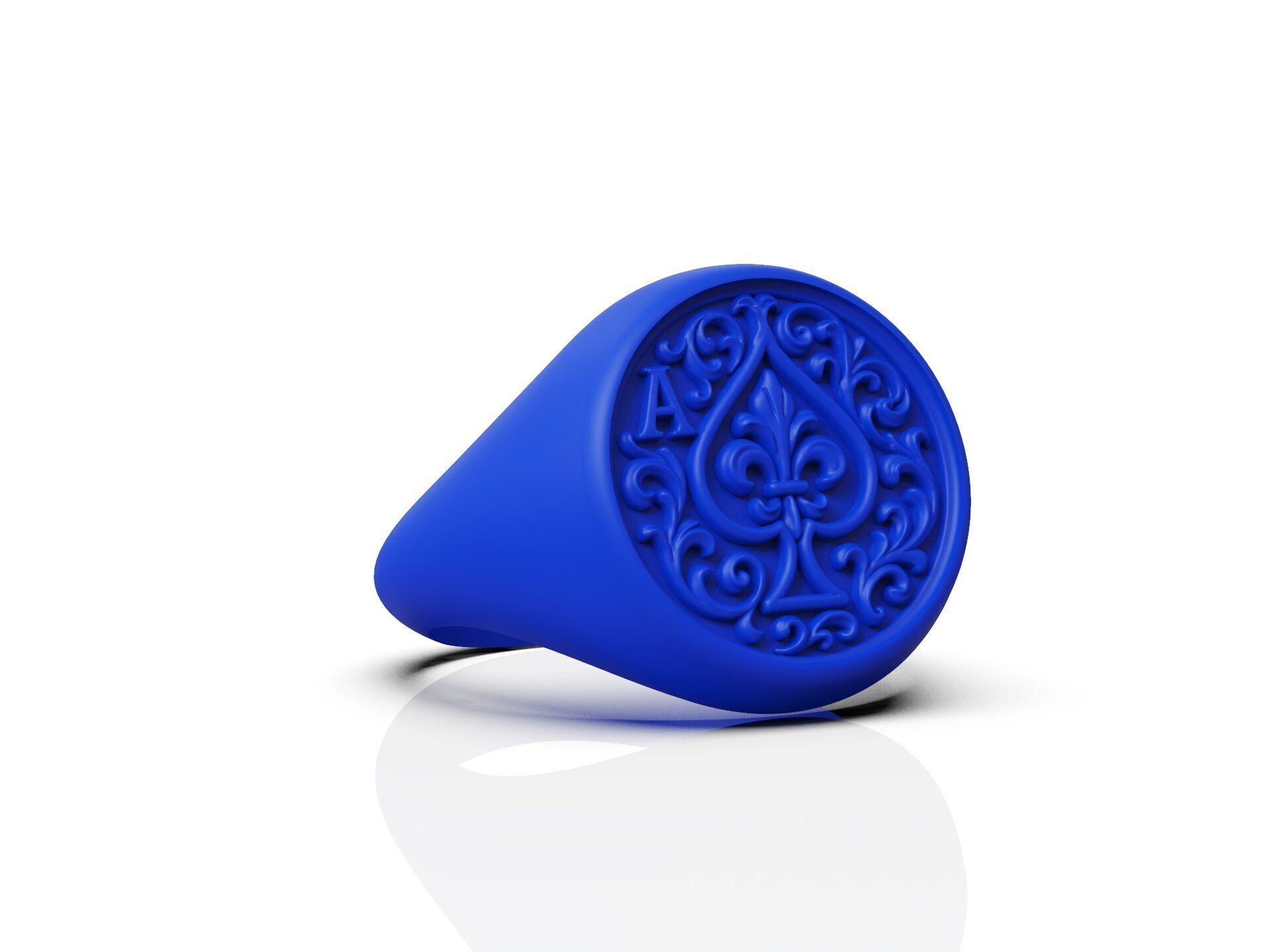 Ring Ace of Spades Playing Card Baroque 3D print model_17