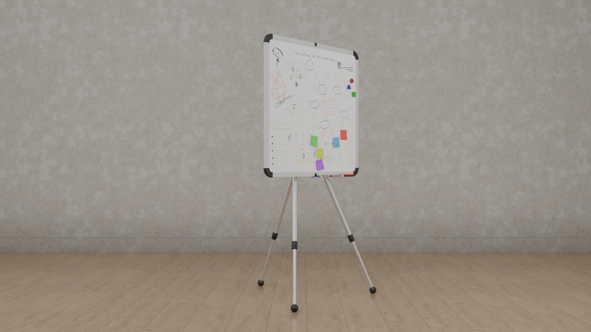 Modern Office Whiteboard Duo - Customizable Writing Boards 3D Model Collection_15