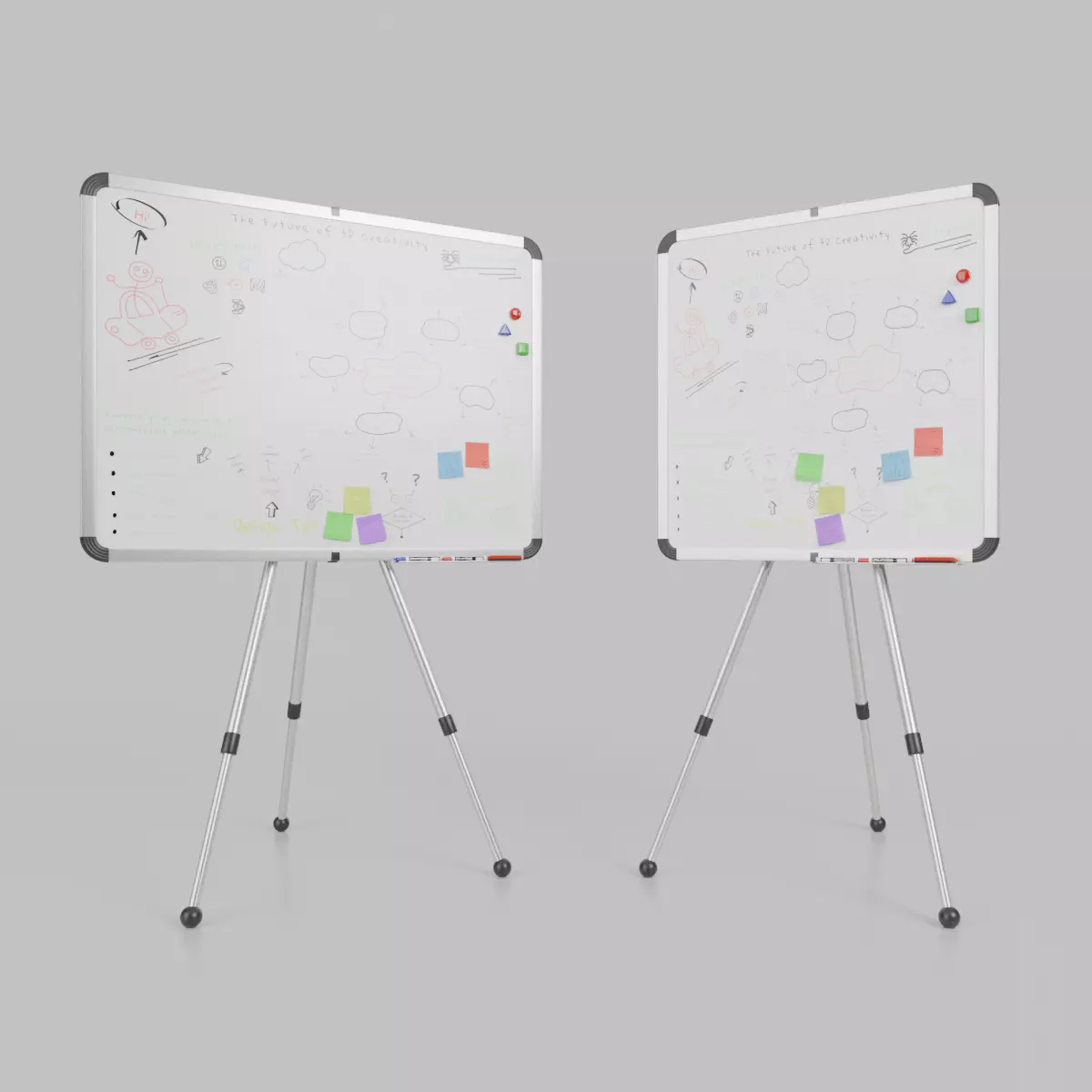 Modern Office Whiteboard Duo - Customizable Writing Boards 3D Model Collection_0