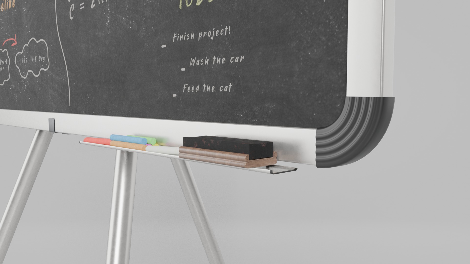 Classroom Greenboards Duo - Customizable Writing Boards 3D Model Collection_9