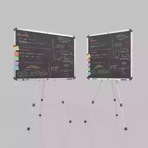 Classroom Greenboards Duo - Customizable Writing Boards 3D Model Collection