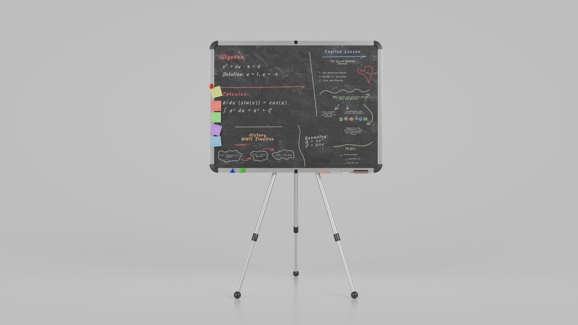 Classroom Greenboards Duo - Customizable Writing Boards 3D Model Collection_4