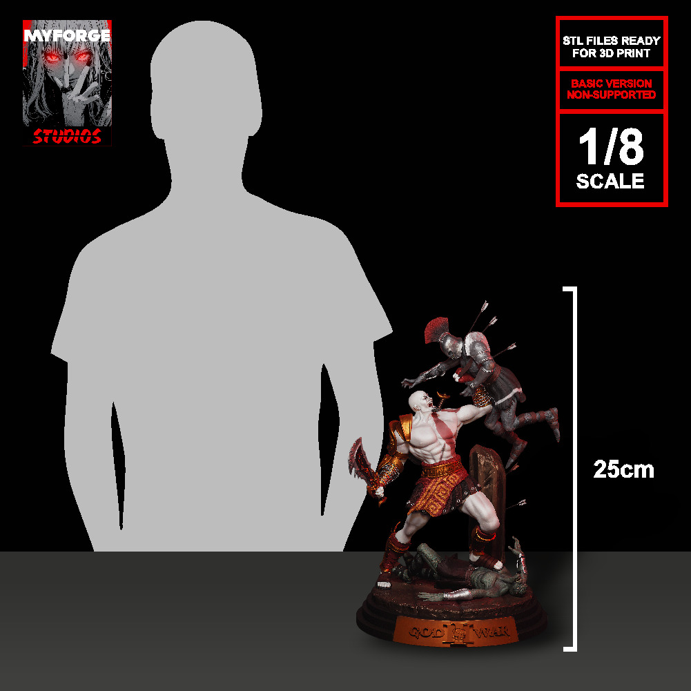 Kratos God of War 3 3D Printable Statue Epic Battle Scene Basic 3D print model_5