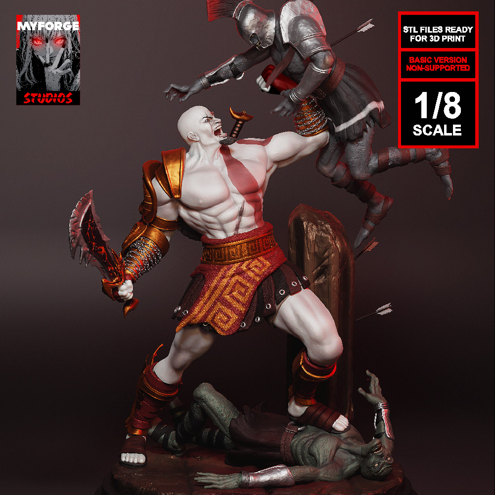 Kratos God of War 3 3D Printable Statue Epic Battle Scene Basic 3D print model_2
