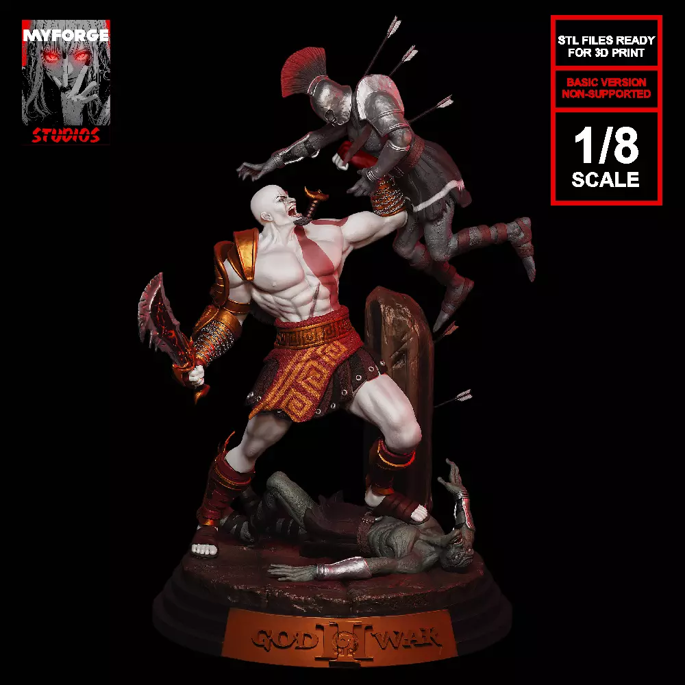 Kratos God of War 3 3D Printable Statue Epic Battle Scene Basic 3D print model_0
