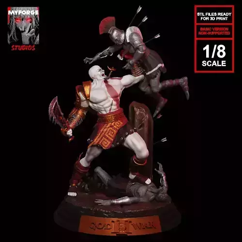 Kratos God of War 3  3D Printable Statue Epic Battle Scene Basic 3D print model