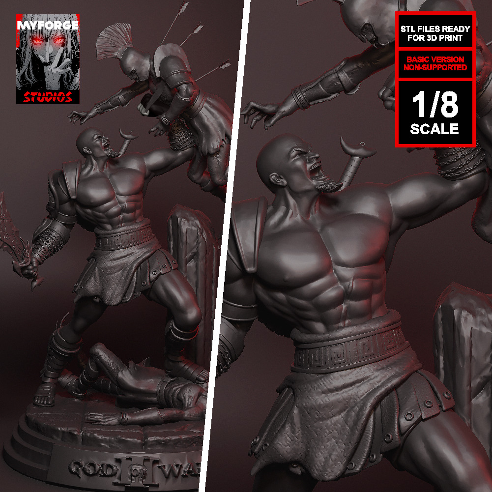 Kratos God of War 3 3D Printable Statue Epic Battle Scene Basic 3D print model_4